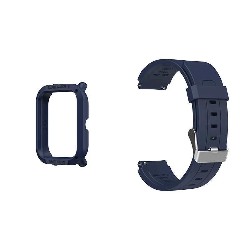 SIKAI ремешок для часов& чехол для Xiaomi Huami Amazfit Bip Youth умные часы в силиконовом корпусе ремешок для смарт-браслета Amazfit Bip часы для ПК чехол для часы Huami - Цвет: Case Strap 2