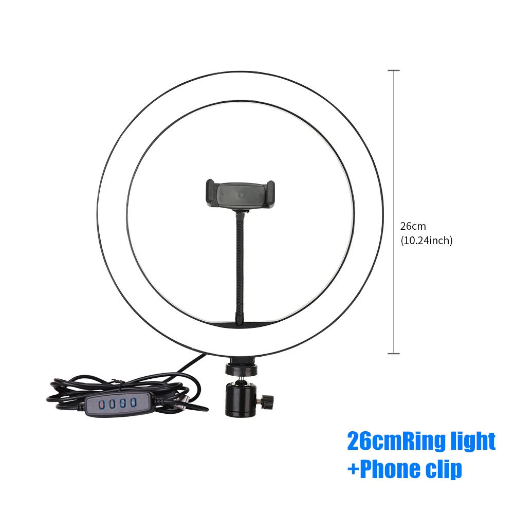 

16cm/26cm Photographic Studio Selfie Ring Light 3200K-5500K Dimmable LED Lighting With USB Cable Portable desktop tripod