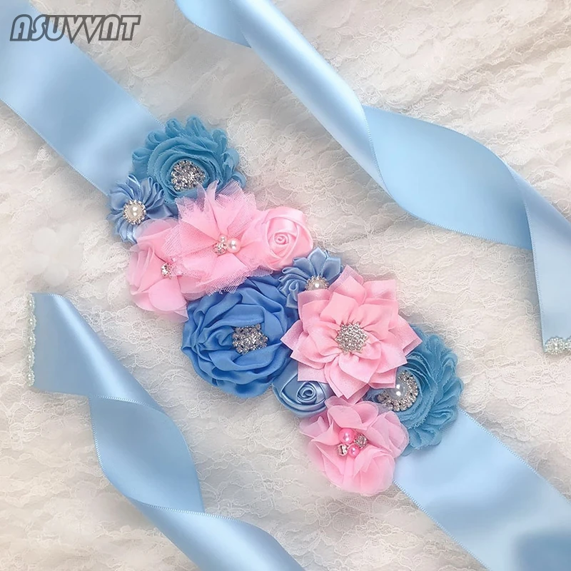 cinto-de-casamento-de-p-rola-tecido-flor-acess-rios-de-moda-azul-fita
