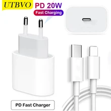 UTBVO PD Charger 20W Power Adapter For iPhone 12 11Pro Max X USB-C Port Fast Charger Wall EU UK US Plug USB Type C Charger