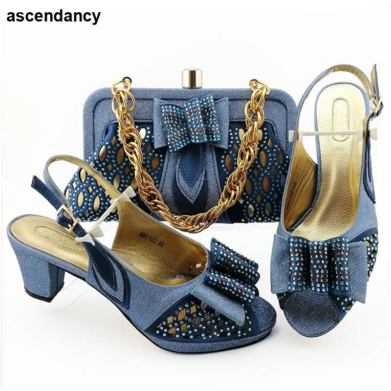 

Italian Shoes with Matching Bags Set Decorated with Appliques African Shoes and Bags Matching Set High Quality Wedding Shoe