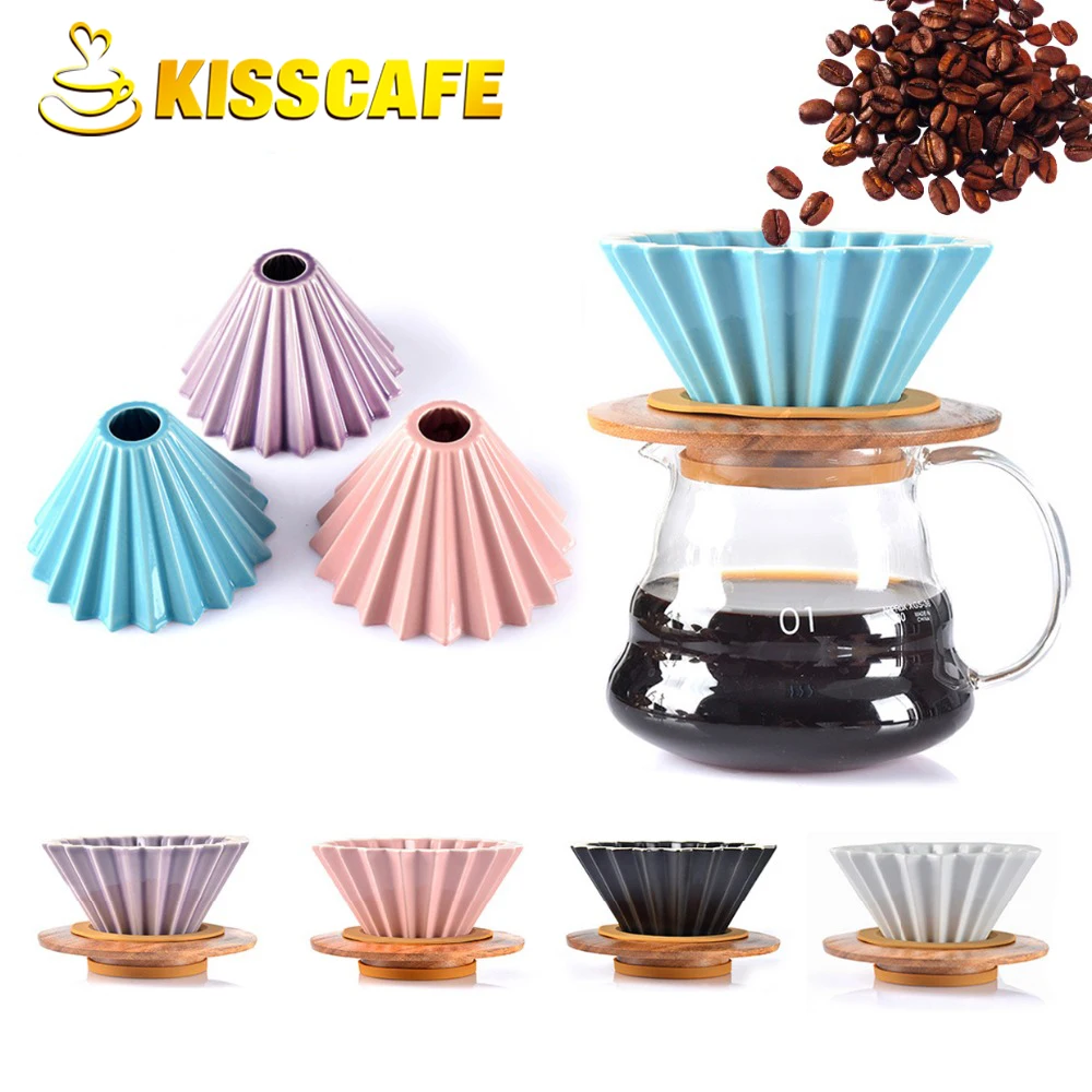 Flowers Ceramic Coffee Cup Espresso Coffee Filter Cup Origami Filter