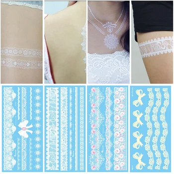 

Environmental Protection Waterproof And Sweat Tattoo Stickers Sexy Wedding White Lace Tattoo Stickers TSLM1