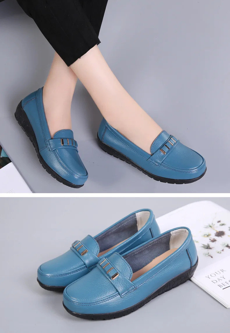 Women shoes genuine leather loafers non-slip solid color casual shoes ladies 2022 new fashion flats woman shoes zapatos de mujer