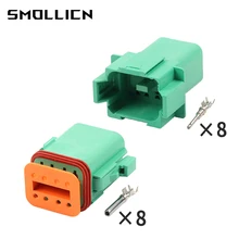 

1 Set 8 12 Pin DT15-08PC DT15-12PC Desch Type Car Waterproof Wiring Socket PCB Connector Green EPEC Plug Straight Needle Seat
