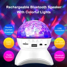 Sem fio bluetooth alto-falante luz de palco rgb led efeito bola de cristal luz dj clube discoteca festa iluminação recarregável usb/tf/fm