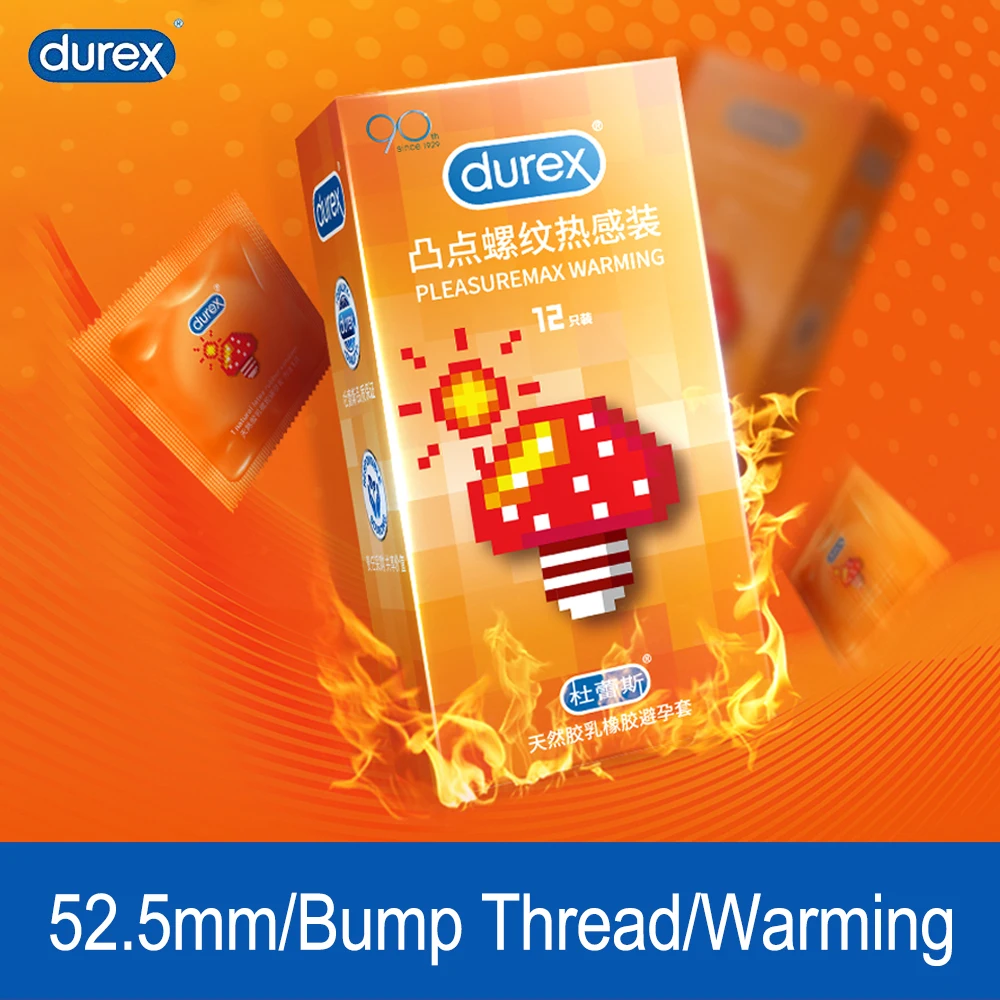 Durex Pleasuremax потепление презервативы лед и огонь смазкой презервативов 52 5 мм 3D в