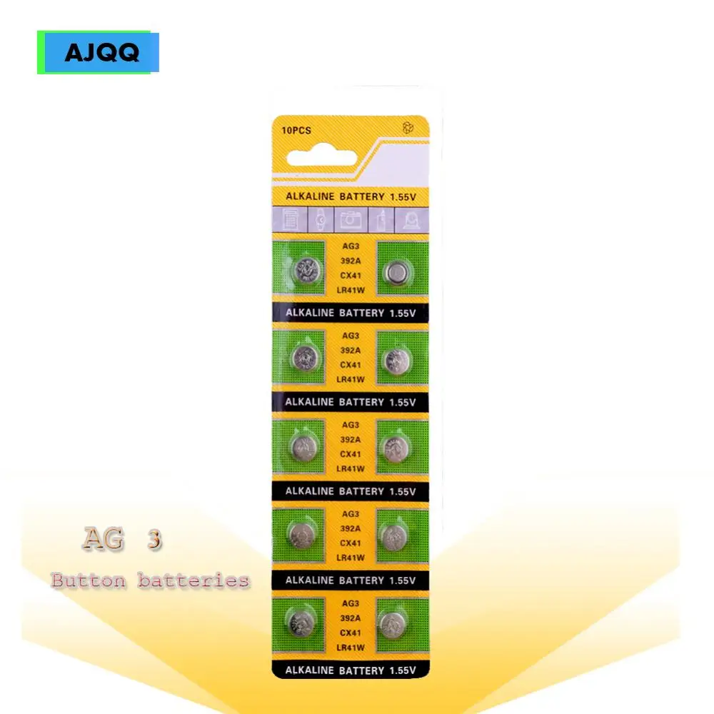 Поставщик продает 50 шт. LR41 батарея 10x AG3 392A SR41SW 384 LR736 V3GA 192 1 55 в часы кнопка батареи |