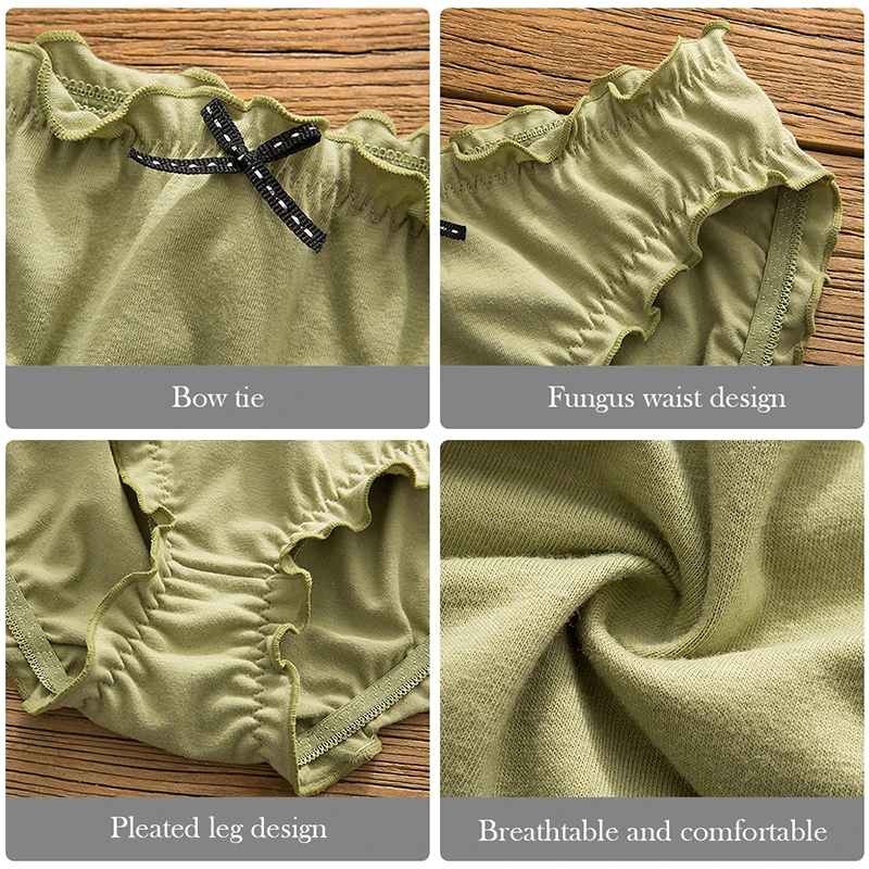 Женское нижнее белье с милым бантом плиссированное кружевное бесшовное