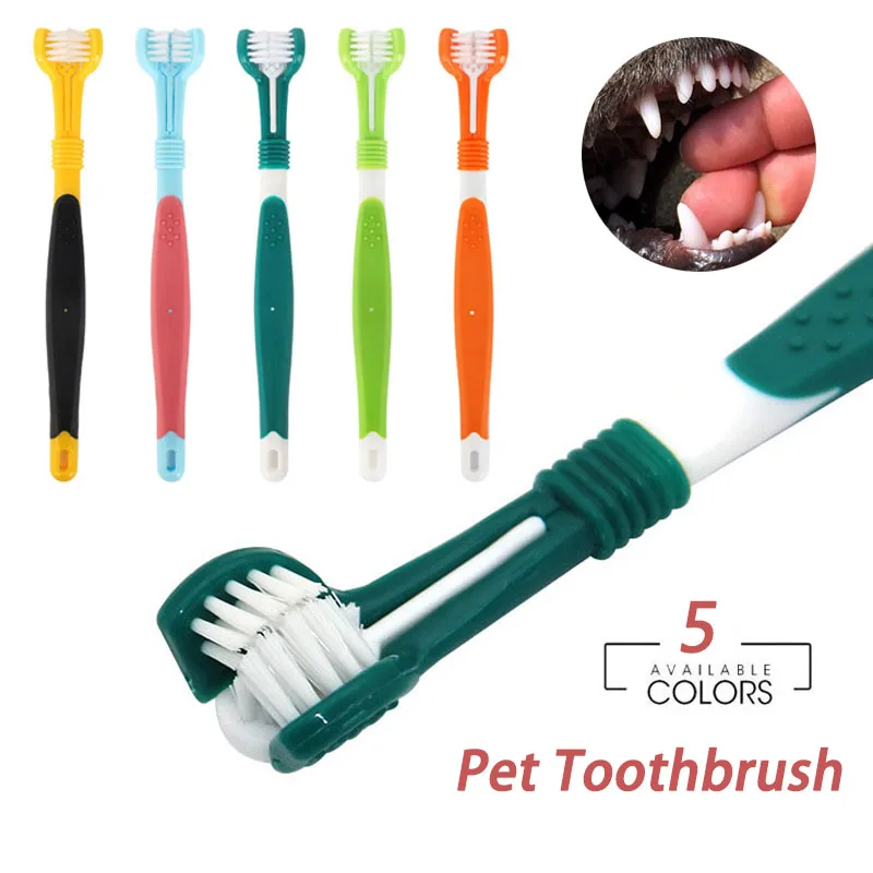 Pet Toothbrush Three Sided Dogs Brush Addition Bad Breath Tartar Teeth