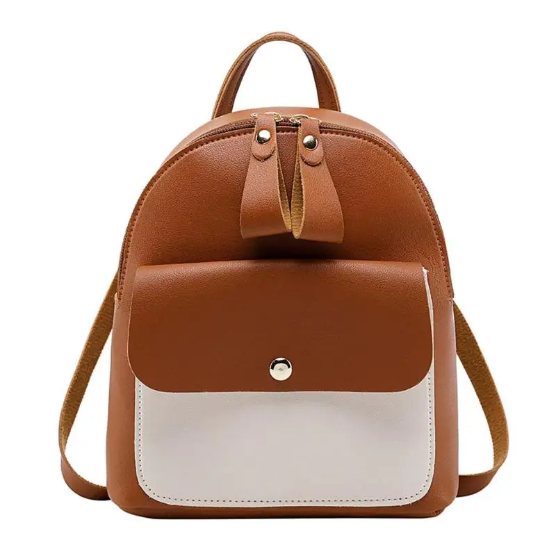 Light Brown Мини хит цветной рюкзак женский корейский стиль PU кожа сумка на плечо повседневный рюкзак для путешествий сумка женская небольшие школьные рюкзаки - Цвет: Light Brown