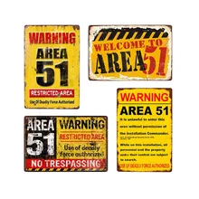 Площадь 51 винтажная металлическая вывеска Предупреждение таблички на стену художественный плакат Украшение картина домашний декор 20x30 см