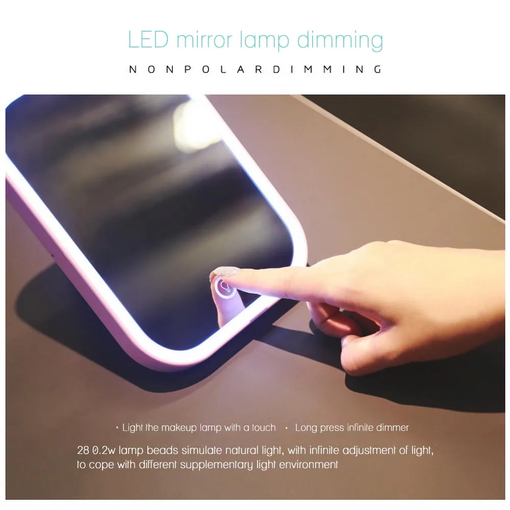 Led Vanity сенсорный экран макияж зеркало Vanity увеличительное освещение 180 градусов поворотный стол столешница косметика зеркало для ванной комнаты
