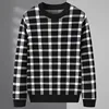 European goods autumn and winter new woolen sweater men's high-end handsome trend Plaid Pullover casual loose large sweater 2