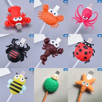 

Cute Cartoon Cable Protector Data Line Cord Protector Protective Case Cable Winder Cover For iPhone USB Charging Cable 25 Styles