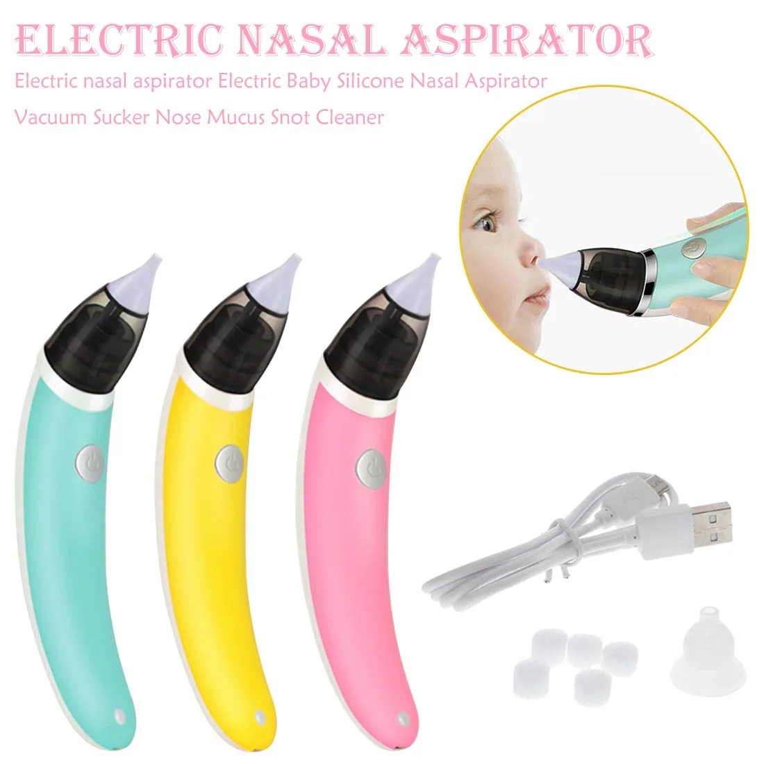 

Baby Nasal Aspirator Electric Nose Cleaner Sniffling Equipment Safe Hygienic Nose Snot Cleaner For Newborn Infant Toddler