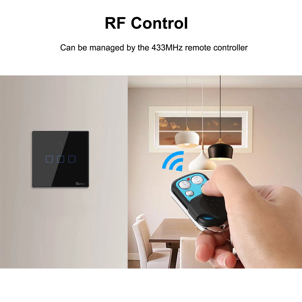 SONOFF EU T3 TX Smart Switch Wifi Switch With Border Smart Home 1/2/3 Gang 433 RF/Voice/APP Control for Alexa Google Home