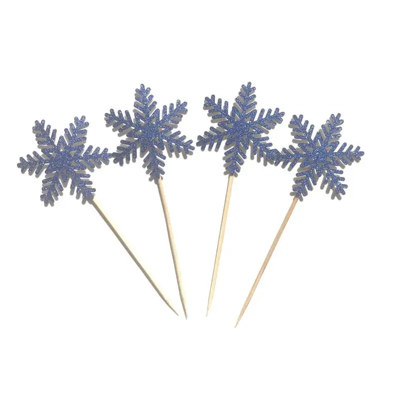 12pcs Snowflake Cake Topper Glitter Paper Shiny Cupcake Picks Cake Toppers Decorative Picks for Decoration Celebration