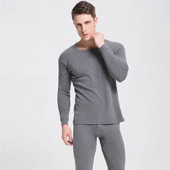 

Cotton Thermal Underwear Set Men's Autumn and Winter Cotton Round Neck Middle Collar Underwear Cotton Winter Sleepwear