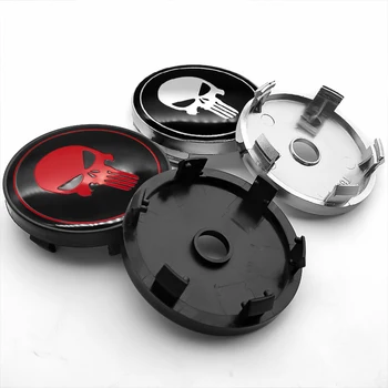 

4pcs56/60mm Car Styling Skull Punisher logo Car Wheel Center Hub Cap auto Rim refit Badge Creative Emblem sticker Accessories