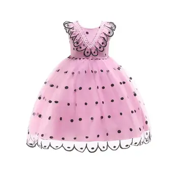 

Polyester Polka Dot Print Lace Dress Children Girls Sleeveless Fashion Princess Costumes Party Tutu Dresses ROMIRUS 2020