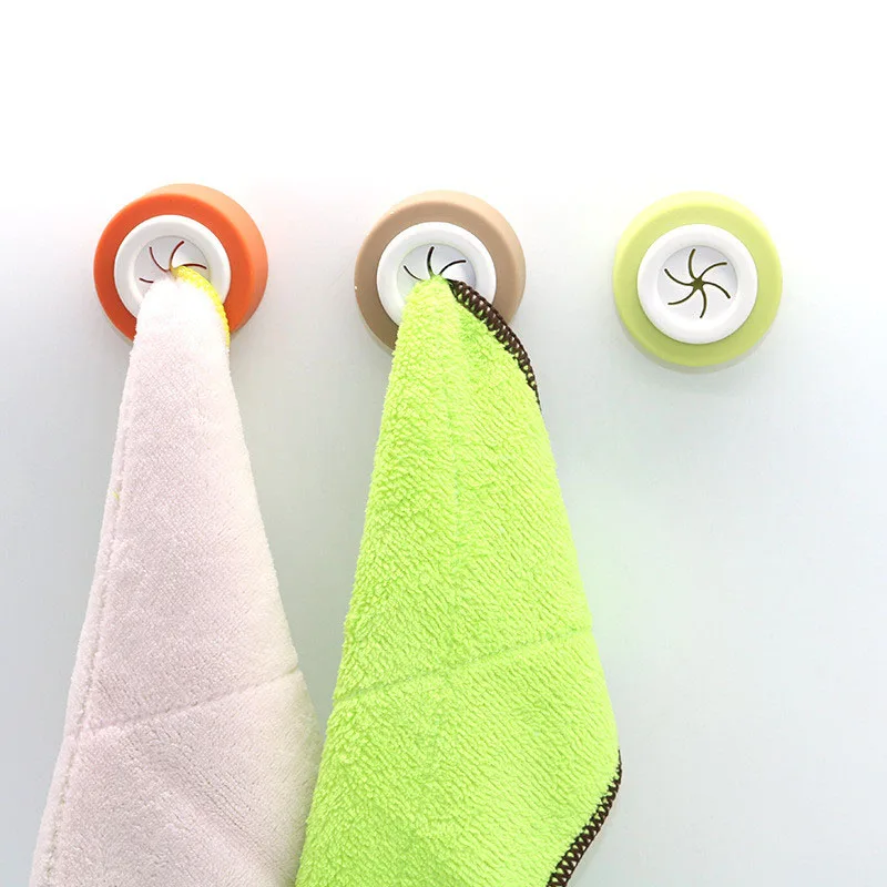 1 PCS Plastic Colorful Paste Sticker Round Hook For Home Bathroom kitchen Towel Hanger Wall Holder