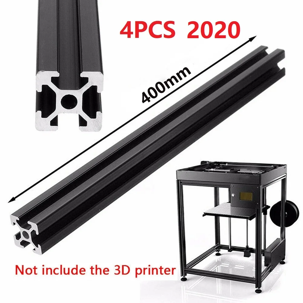 

4pcs/Set 400mm 2020 T-Slot Black Aluminum Profile Linear Rail Extrusion Frame For 3D Printer Furniture Hardware
