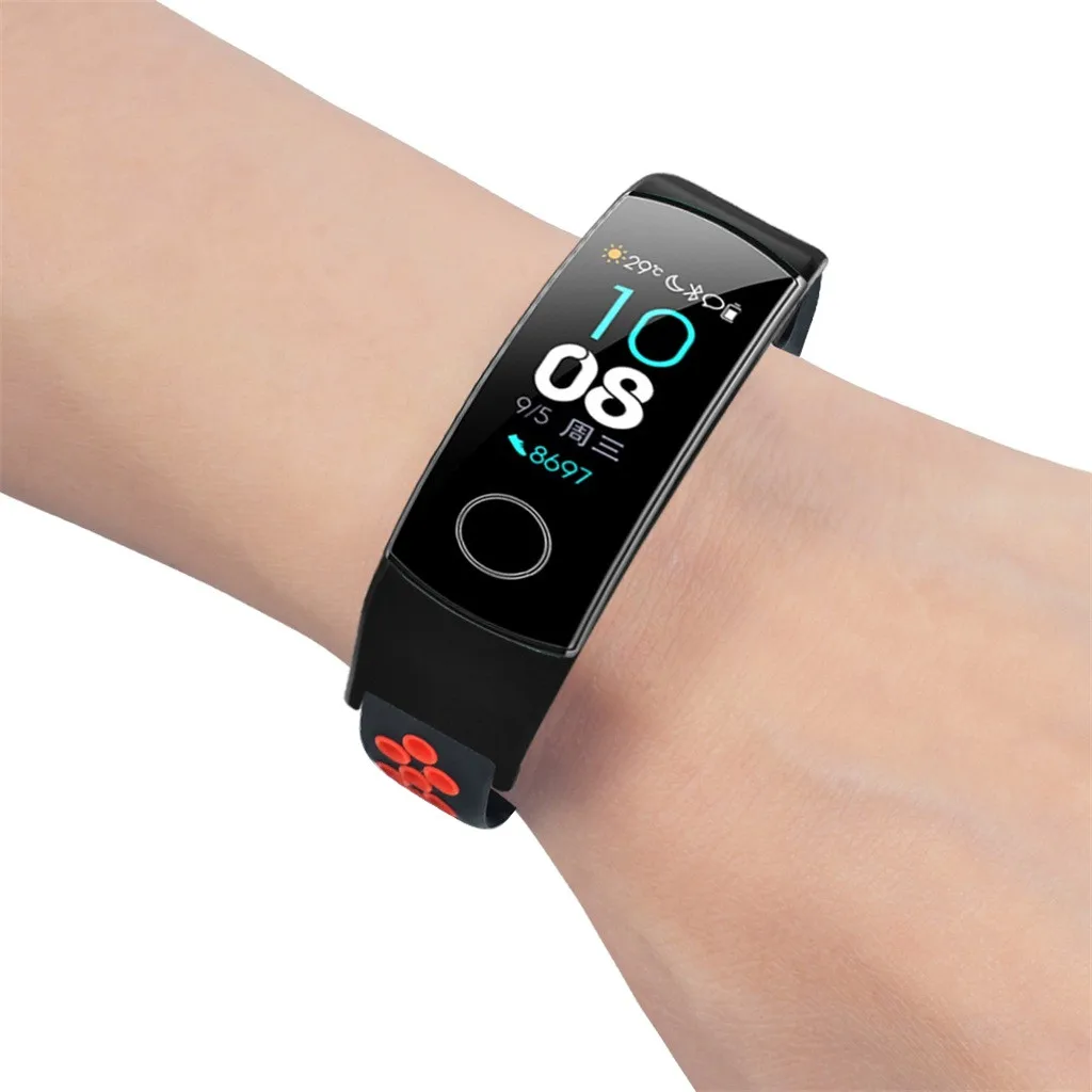 Силиконовый двухцветный ремешок на запястье для huawei Honor Band 5/4, браслет, Смарт-часы, ремешок для мужчин, Т-образный ремешок, женский, мужской, спортивный, 19Aug