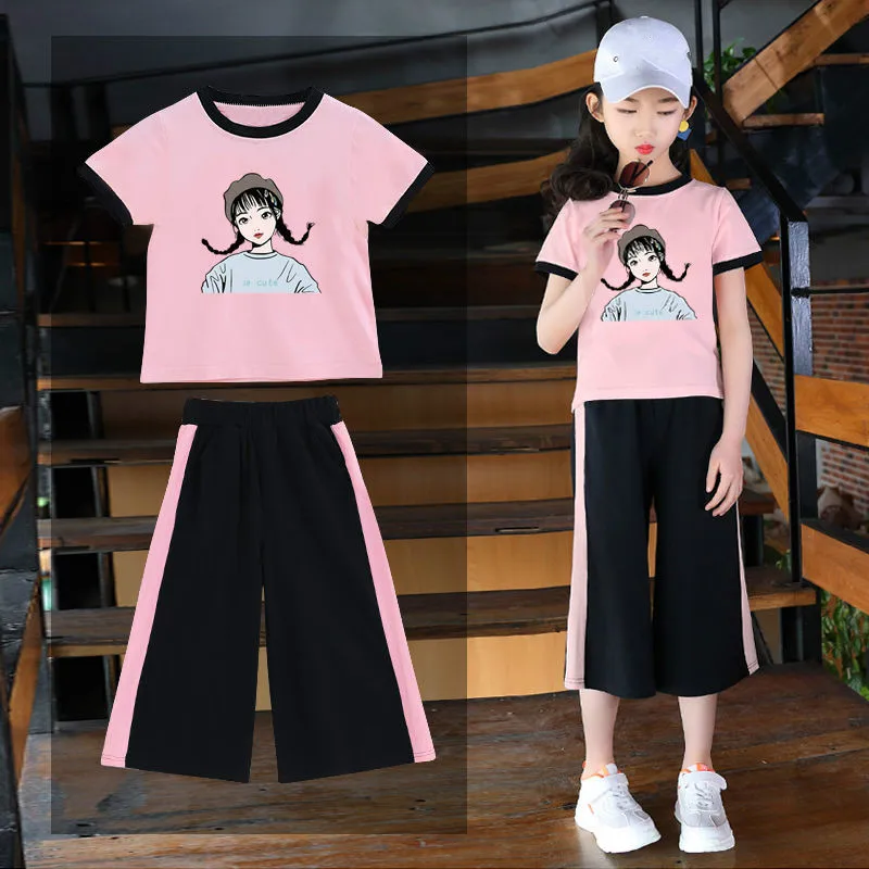 Детская одежда 2020 летний костюм футболка с короткими рукавами для девочек