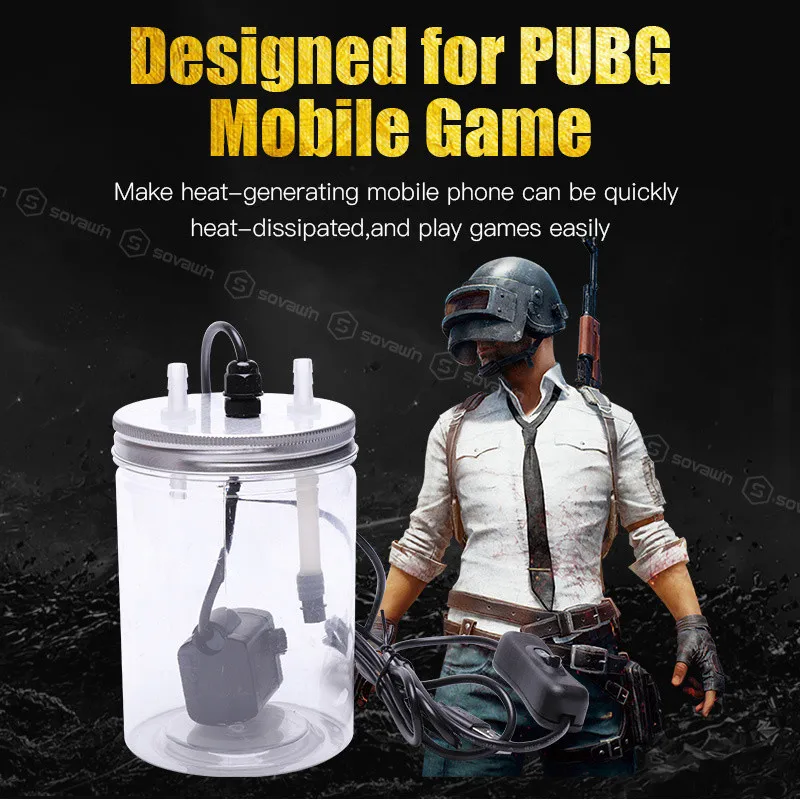 Sovawin Pubg контроллер геймпад водяного охлаждения медный радиатор циркуляционный чехол кулер с водяным насосом для iphone 6 7 8 x xs max