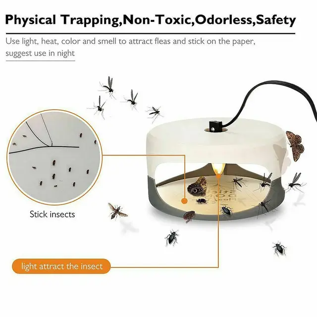 Csapdák+2 Izzók+2 Szuper Ragadós Tárcsák Bolhcsapda Háziállat Háztartási Bolha Lámpa Bolhák Csapda Gyilkos Fény - Image 5