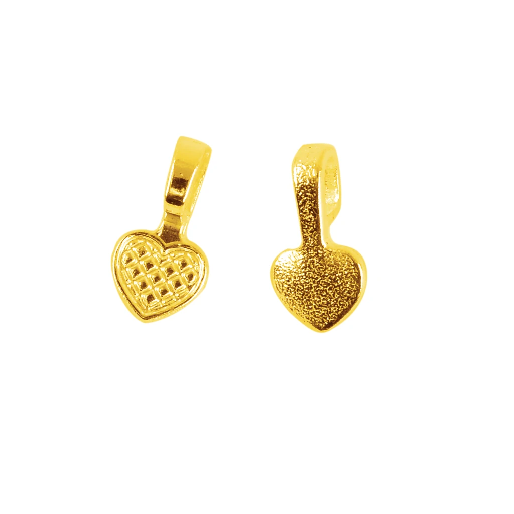 100 Pieces Love Heart Glue On Flat Pad Bails  DIY Charms Jewelry Making Pendant Findings