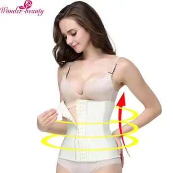 

WonderBeauty Women Waist Trainer Latex Body Shapers Slimming Belt Modeling Strap 9 Steel Boned Postpartum Band Sexy Corsets faja
