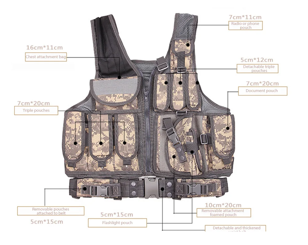 Тактический Пейнтбольный военный охотничий жилет с кобурой