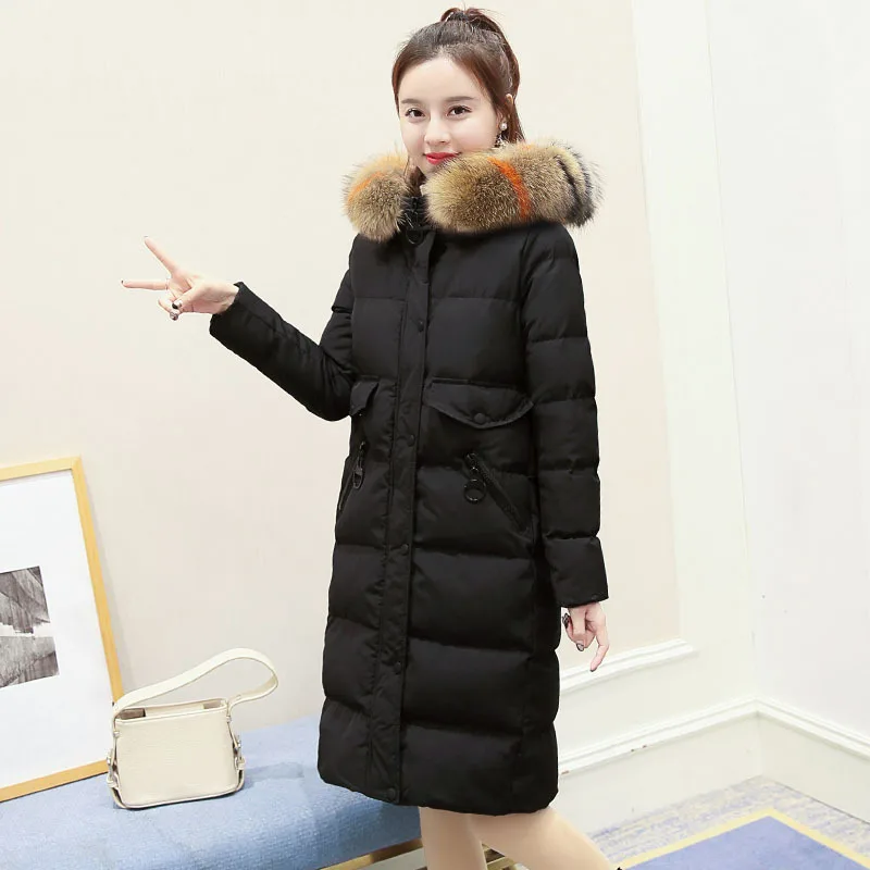 

2018 New Style Winter Korean-style down Jacket Cotton-padded Clothes Women's Mid-length Really Big Fur Collar Cotton-padded Clot