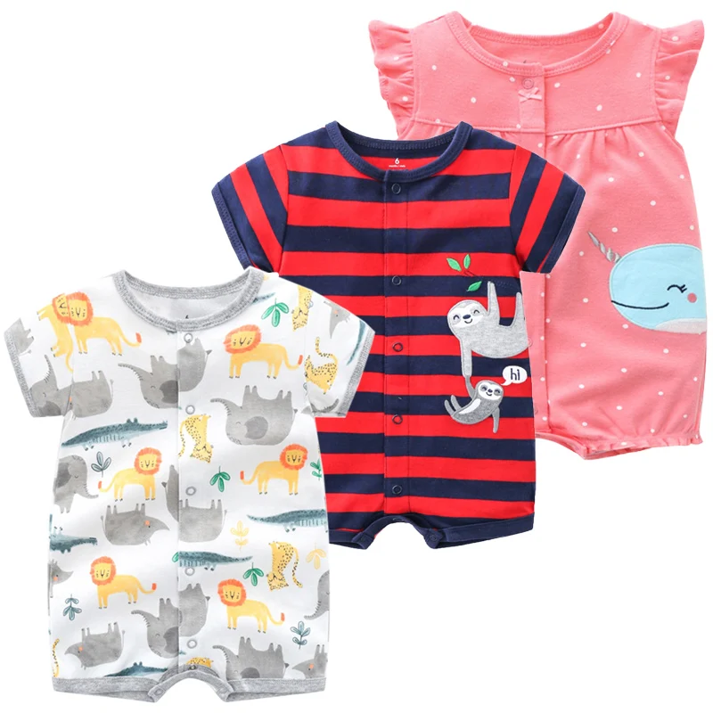 Summer Baby Rompers Baby Girls Clothing 100% Cotton Newborn Boy Clothes Infant Jumpsuits Short Sleeve Kids Clothes