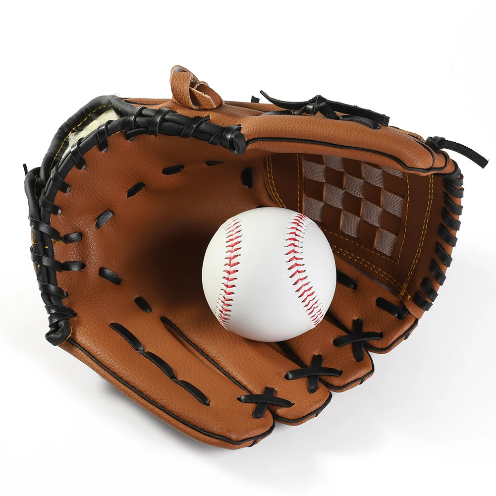1 шт. прочные спортивные Бейсбольные перчатки для занятий спортом на открытом воздухе, утолщенные кожаные тренировочные перчатки для левосторонних тренировок, софтбольные перчатки для детей, взрослых, унисекс