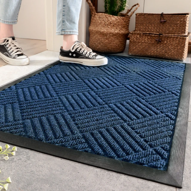 Rubber Bottom Door Mats for Outdoor Indoor Antiwear Ant-Slip Floor Mats  Bathroom Carpet Rugs Gray Plaid Hallway Entrance Doormat - AliExpress