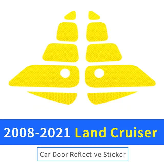 Car Door Safety Reflective Warning Stickers Toyota Land Cruiser 200 Modification Accessories LC200 Car Body Anti-Collision Orange Yellow