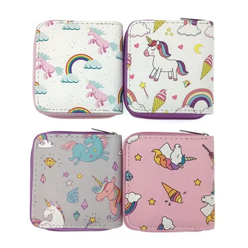 

New Minil PU Children Mermaid Wallet Luxury Embroidery Women Unicorn Purses Brilliant Purple Cake Novelty Purse 2019