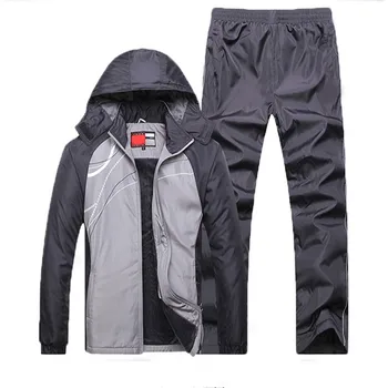 

Sportssuit Men Thermal Sets Winter Workout Sport Suit Fleece Warm Tracksuit 2018 European Windproof Gym Running Sportswear Set