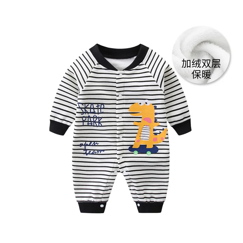 

Infant Autumn And Winter Onesie Newborns Warm plus Velvet Romper Crawling Clothes Male Baby Nursing Hold Clothing Infants Winter