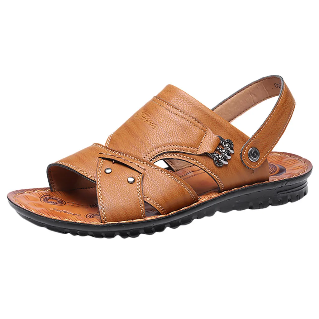 Vogue Men Sandals Summer Men Shoes Breathable Walking Beach Sports Slippers Outdoor men\x27s Shoes Openwork Leather 18Apl23 - Цвет: Yellow