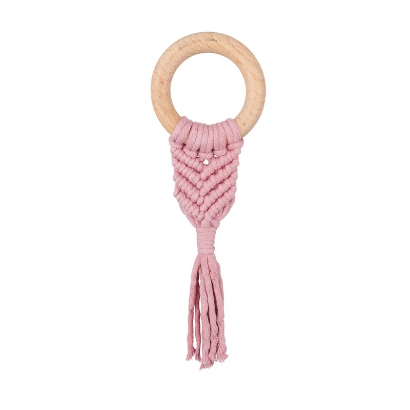 Многоцветная Органическая макраме Прорезыватель для зубов Boho зубное кольцо детская сенсорная игрушка натуральный хлопок детская игрушка для прорезывания зубов детская игрушка для новорожденных - Цвет: A29