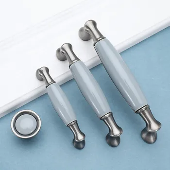 

96128 160mm simple Mediterranean style gary ceramic kitchen cabinet wardrobe door handle solid drawer tv cabinet knob pull 5"