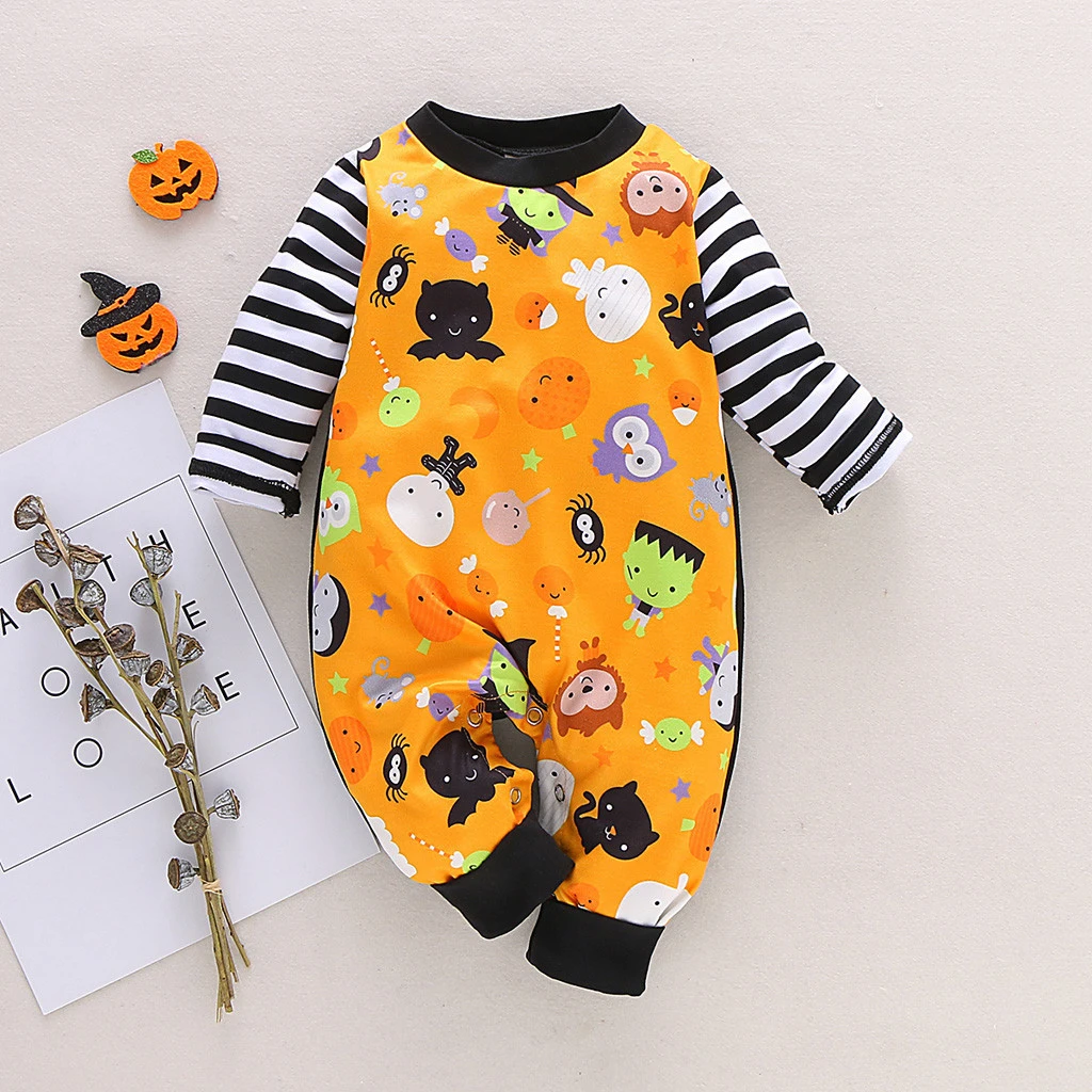 Toddler Infant Baby Boys Girls Halloween Cartoon Romper Jumpsuit Outfits Clothes
