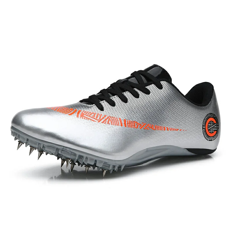 Спортивная обувь с шипами для мужчин и женщин, легкая профессиональная обувь для бега, мужские кроссовки для занятий спортом, тренировочная обувь - Цвет: Silver