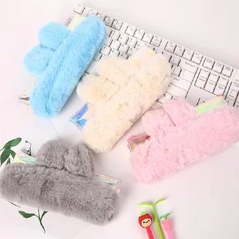 

Plush Rabbit ears Laser Pencil Case for Girls Cute pencil bag Stationery Pouch gift school Supplies zakka escolar