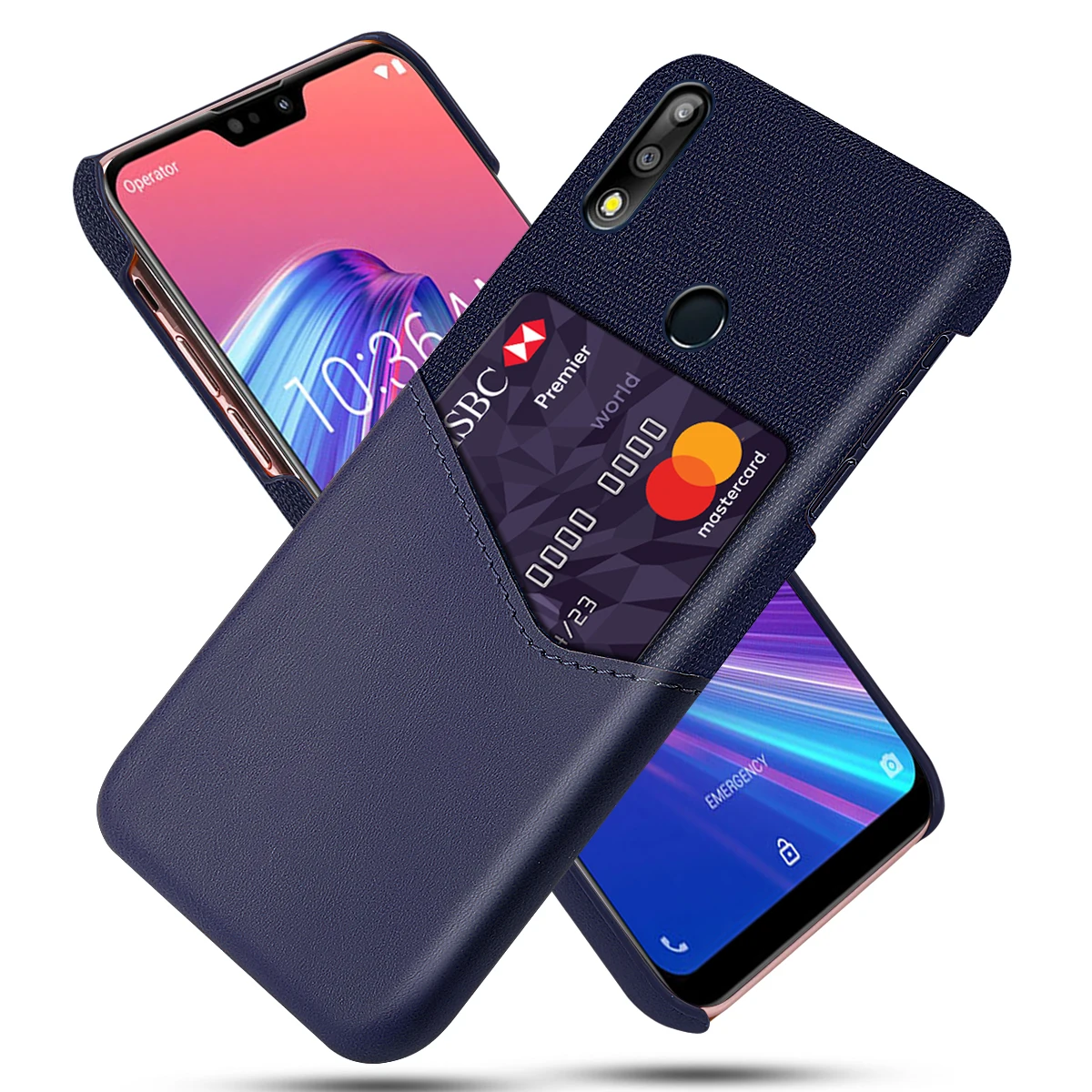 

For Asus Zenfone Max Pro (M2) ZB631KL Back Case PU Leather Soft Fabric Splicing Design Anti-scratch Cover with Card Slot Coque