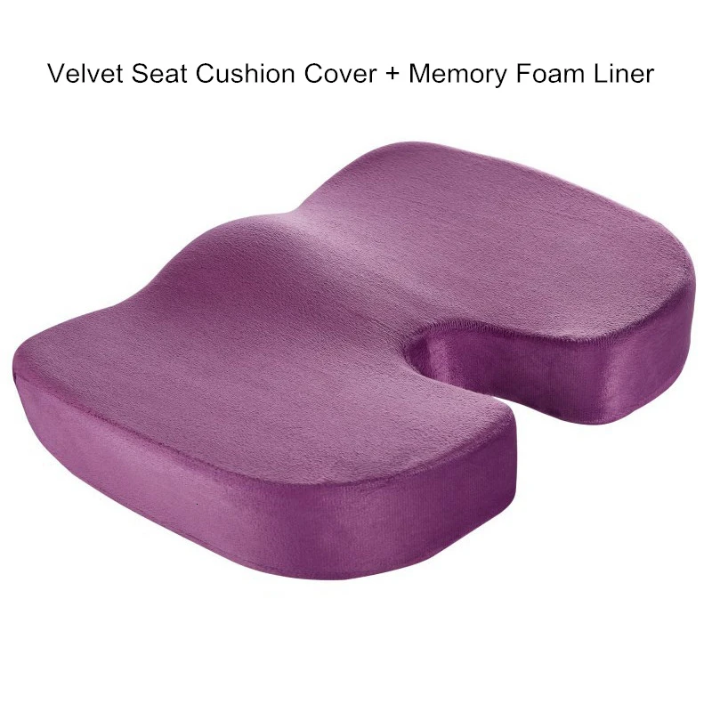 Velvet Purple U-образная подушка для сиденья из пены с эффектом памяти для женщин и мужчин, для формирования бедер, массажная подушка с защитой от геморроя, дышащая подушка для автомобиля с медленным отскоком - Цвет: Velvet Purple